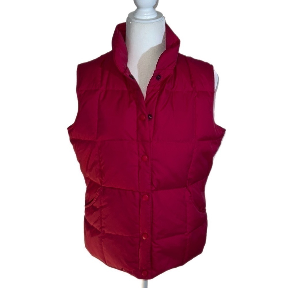 EUC Lands' End Hot Barbie Pink Goode Down Filled Puffer Vest Barbiecore Small S
